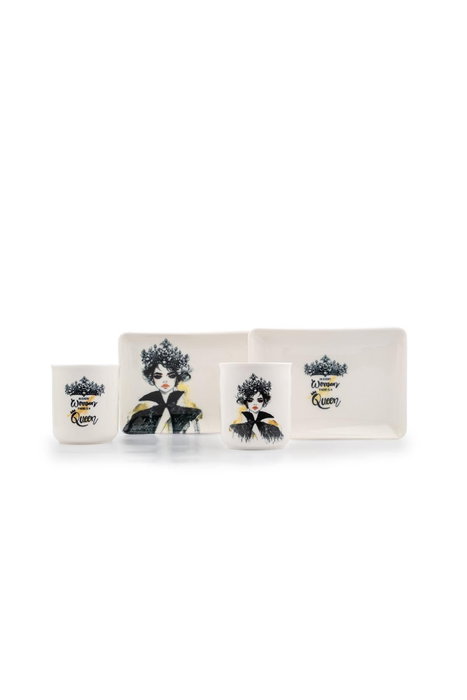 Hermia Juego de Cena de 4 Piezas en Porcelana Blanca